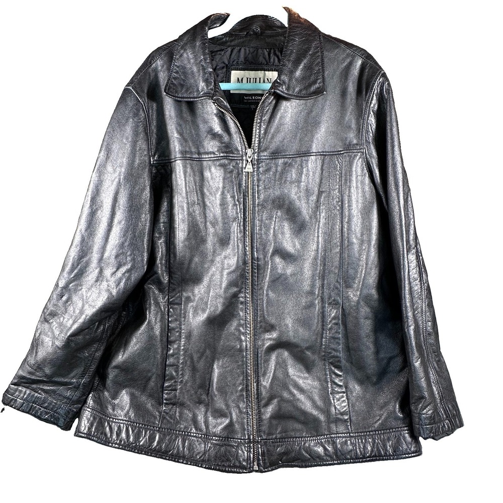 Wilsons Leather M Julian Men's L XL Black Full Zip Classic Quilt Lined  Jacket